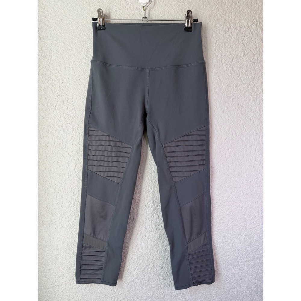 Alo Yoga High Waist Moto Legging Anthracite Grey Mesh Crop Size XS